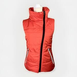 Zella Women Small Red-Orange Asymmetric Dynamic Primaloft Puffer Vest Reflect